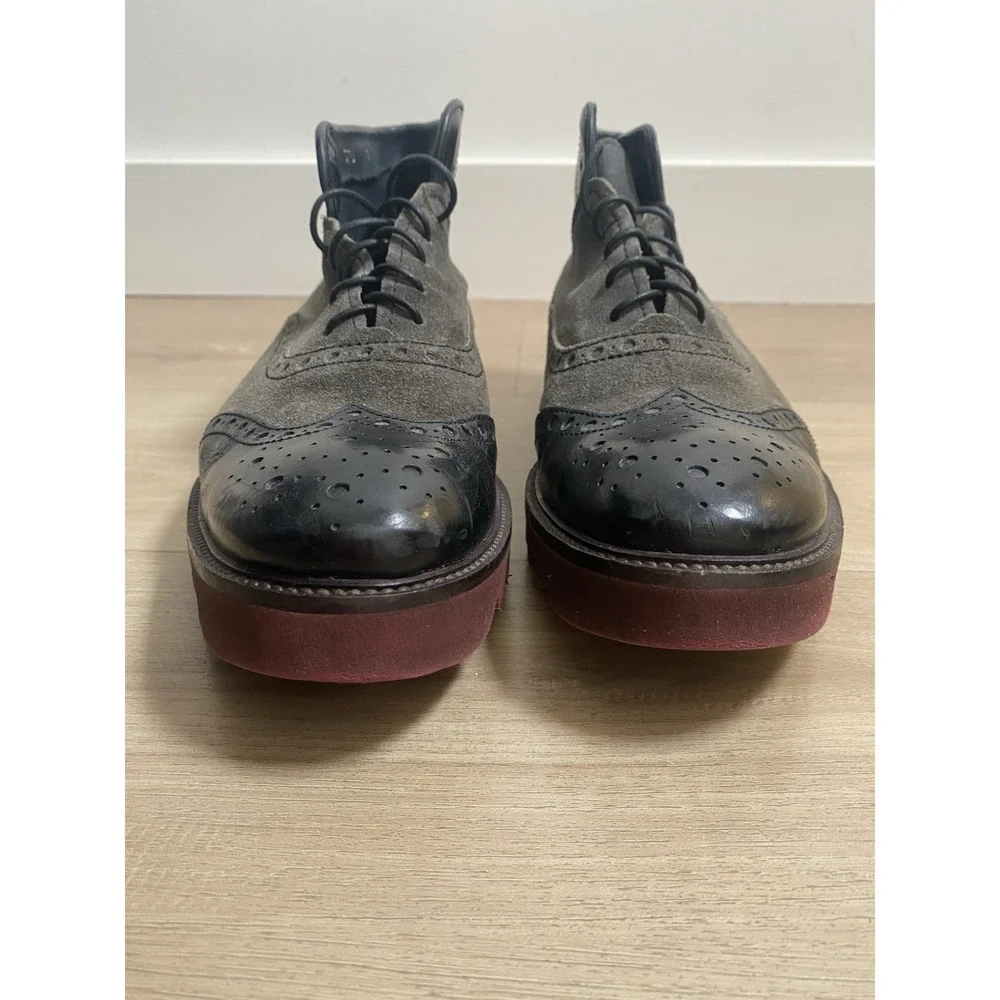Donald J Pliner Wingtip Lace Up‎ STU Gray Suede Leather Boots Men's Size 8